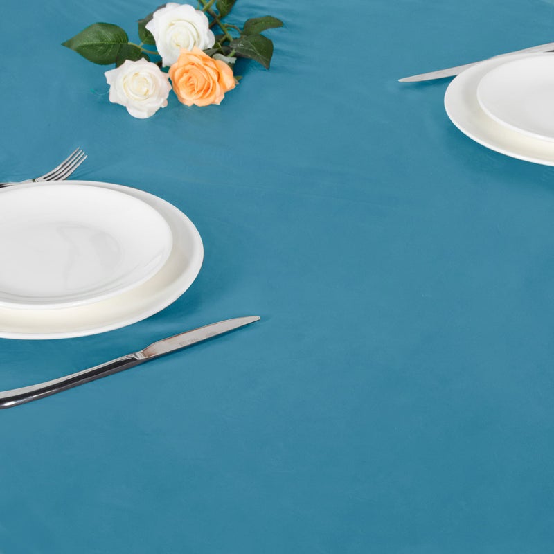 LUSHVIDA Round Waterproof Table Cover Elastic Vinyl Fitted Tablecloth Elastic Edged Plastic Table Cloth (Teal  Best for Up to 36""-44"" Round) - Image 4